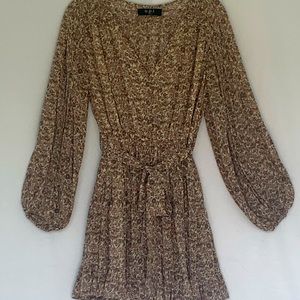 Anthropolgie O.P.T. floral boho V-Neck ruffled feminine chiffon dress Sz XS